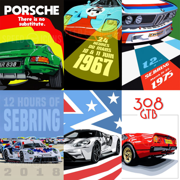 Speed Icons Bedroom Poster Collection by Joel Clark - The Classic Motor Hub