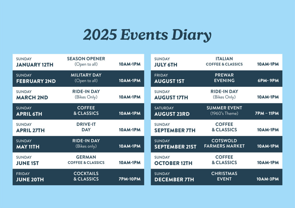 2025 events diary at The Classic Motor Hub